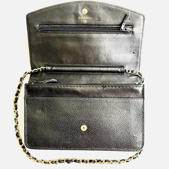 Chanel Black Caviar CC Logo Timeless Wallet on Chain WOC - Picture 3 of 16